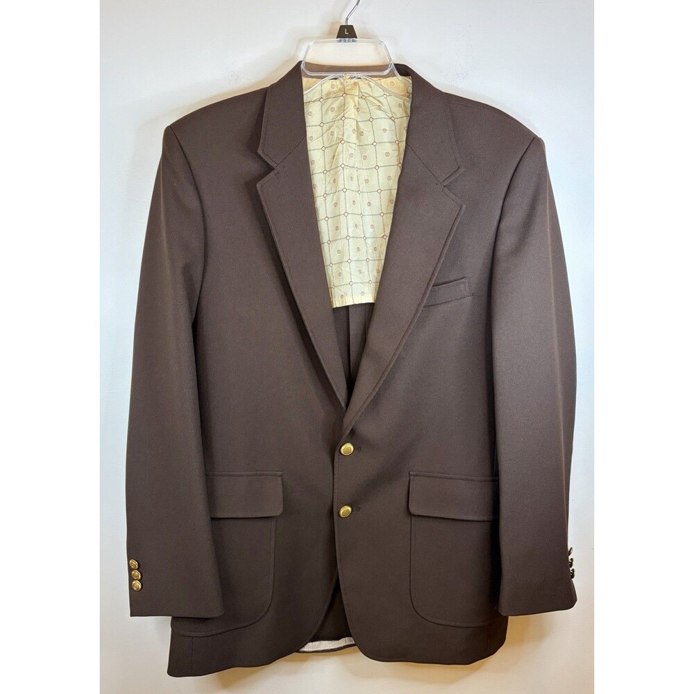 SEARS Vintage Mens Sport Coat Jacket 42L Brown Blazer Polyester 70s Retro
